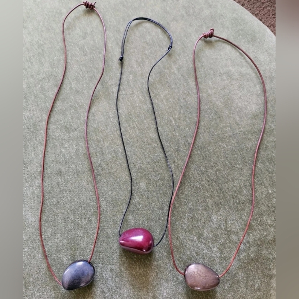 Women's Elegant Faux Stone Pendant Necklace Lot Set Of 3